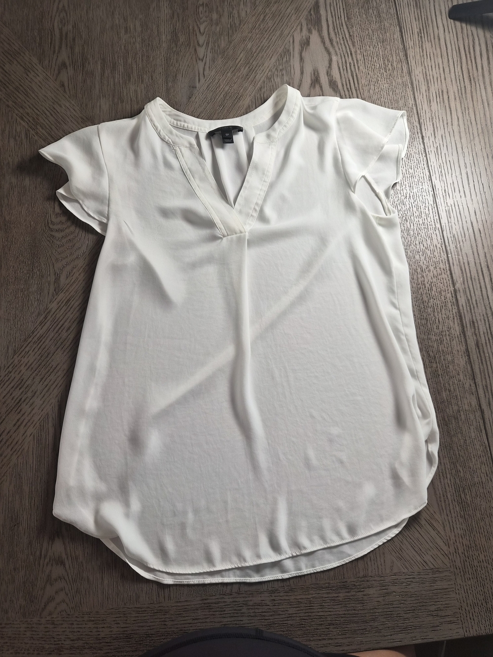 J. Crew White V-Neck Flutter Sleeve Tank Top